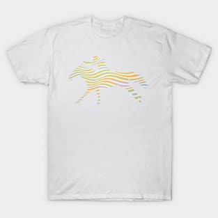 Rodeo Girl Barrel Racing on Galloping Horse with Wavy Background T-Shirt